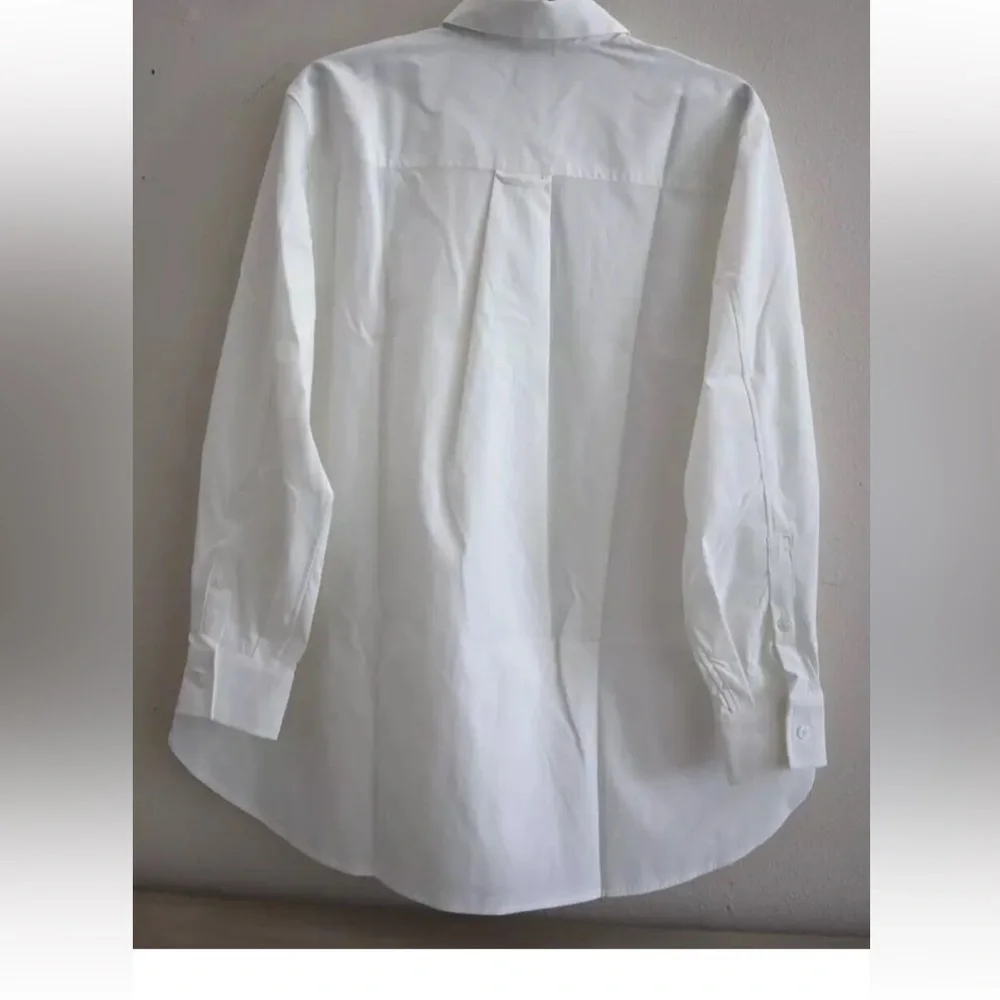 Athleta 882549-01 Women's Size LARGE White Oversized Button-Up Poplin Top Blouse - Picture 2 of 10